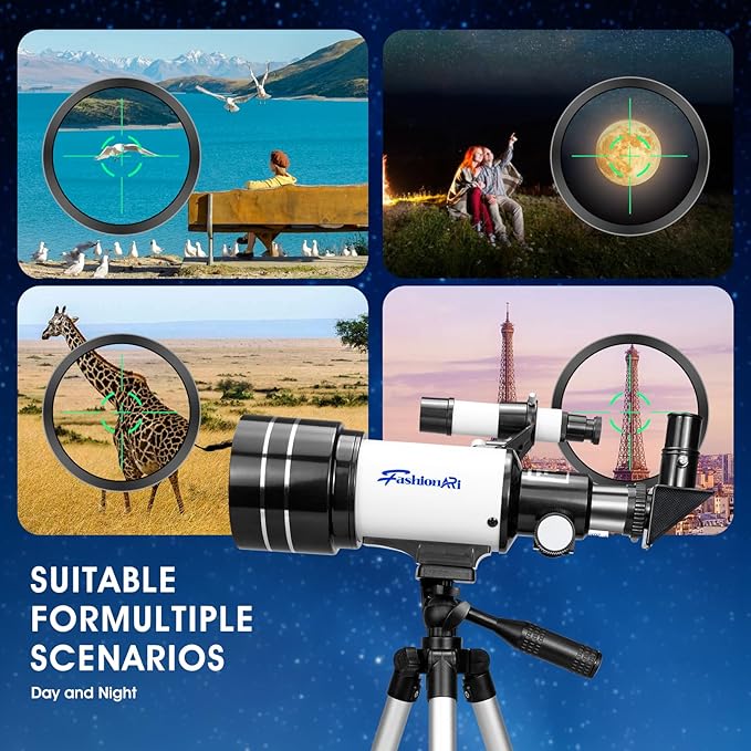 Telescope for Kids Beginners, Telescope for Kids 8-12, High Power 70mm Aperture 300mm Focal Length Astronomical Scope