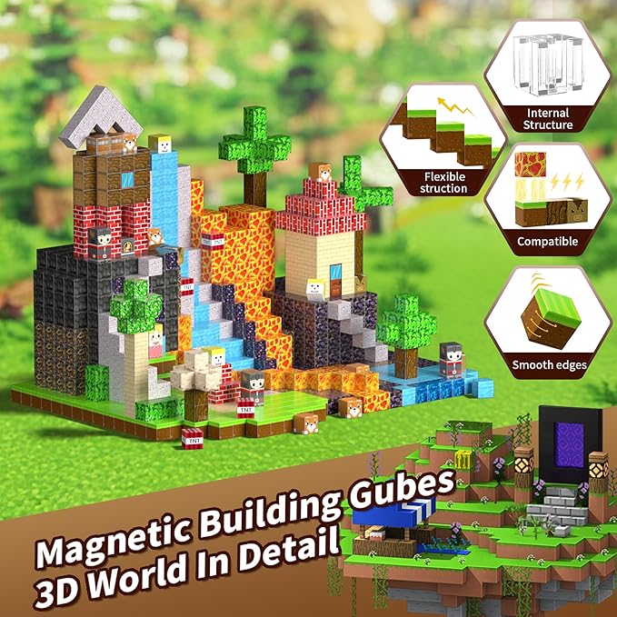 300 PCS Building Blocks, 3D Construction Build Toys, STEM Sensory Building Cubes (Multicolor-300PCS)
