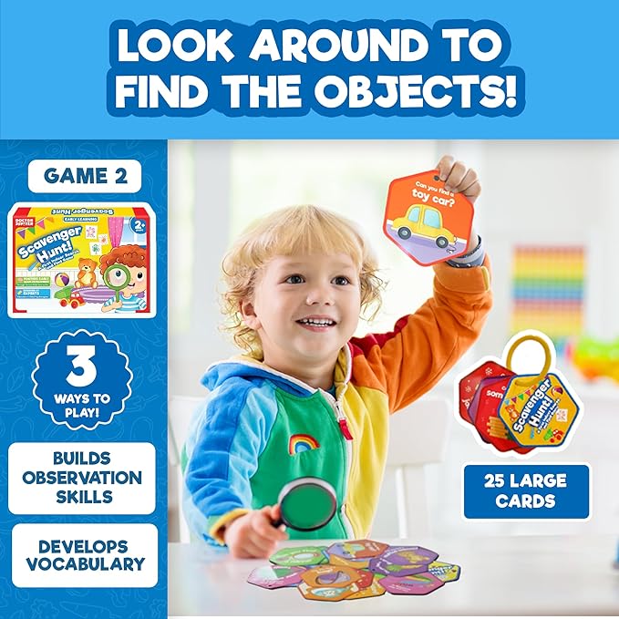 Doctor Jupiter My First Box of Games for Ages 2-4 | Set of Monster Munch, Scavenger Hunt Sight Word Board Games | Montessori Educational Toys, Learning Activites