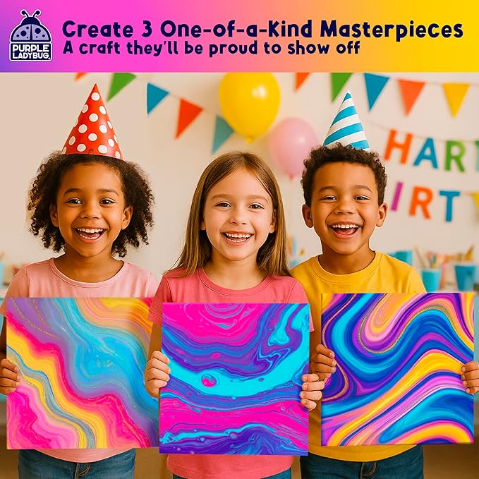 Paint Pouring Art Kit - Art and Crafts for Kids Ages 8-12, Gifts for 6 7 8 9 10 11 12 Year Old Boys & Girls Christmas Gift Ideas, Birthday Gifts for Girls, Tween & Teen Girl - DIY Painting Kit