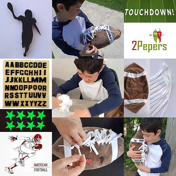 Make Your Own American Football Pillow, Football Gifts for Boys and Girls Ages 3 4 5 6 7 8 9 10 Years and Up, DIY Arts and Crafts Kit for Kids, Sports Present, Boys Toys