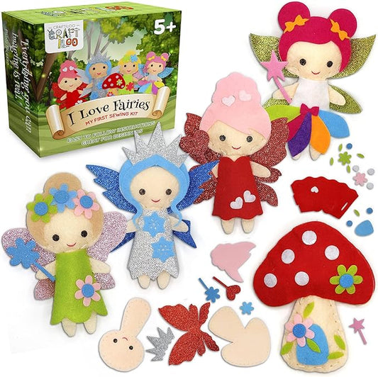 Fairy Sewing Kits for Little Girls 5 Easy Projects for Childrens Kid Crafts Make Your Own Felt Pillow Plush Craft Kit My First Sewing Kit Learn to Sew