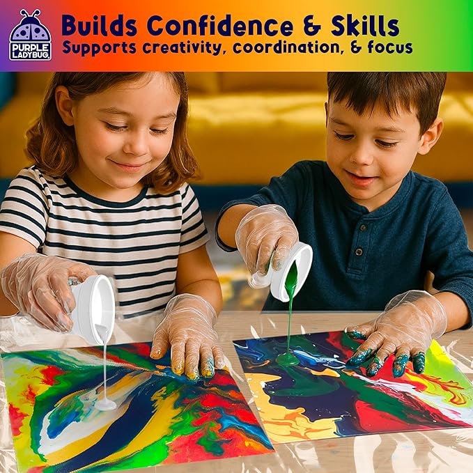 Pouring Paint Art Kit - Art and Crafts for Kids Ages 8-12, Gifts for 6 7 8 9 10 11 12 Year Old Boys & Girls Christmas Gift Ideas, Birthday Gifts for Girls, Tween & Teen Girl - DIY Painting Kit
