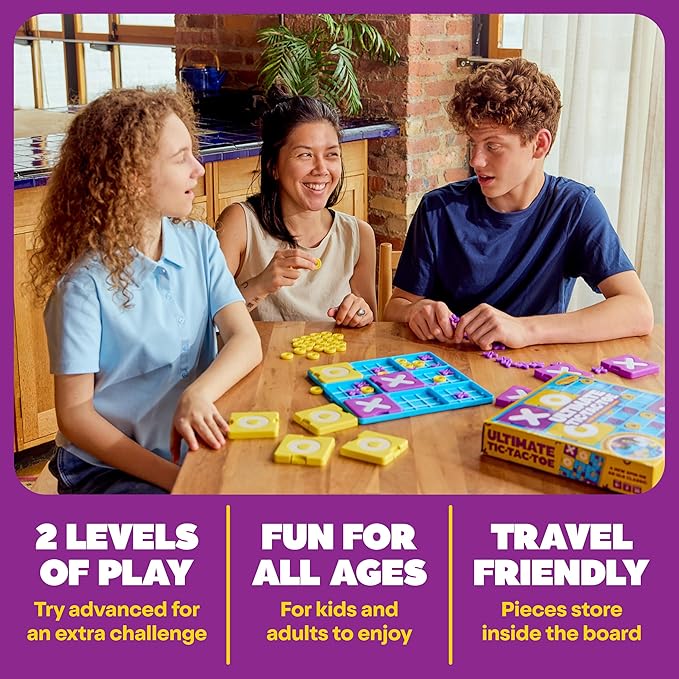 Ultimate Tic Tac Toe™ By Relatable, Board Games For Family Game Night, Includes 1 Board, 41 Mini X's, 40 Mini O's, 5 Large X's, 5 Large O's, Great for Christmas Party Games, & Thanksgiving Activities