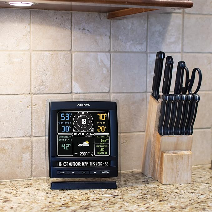 AcuRite 01517RM Wireless Weather Station with 5-in-1 Weather Sensor: Temperature and Humidity Gauge, Rainfall, Wind Speed and Wind Direction