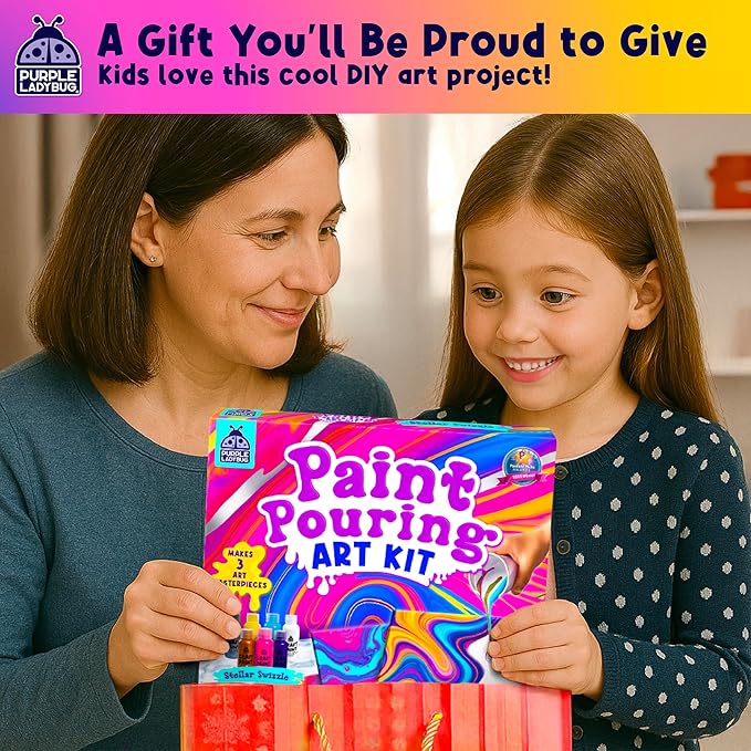 Paint Pouring Art Kit - Art and Crafts for Kids Ages 8-12, Gifts for 6 7 8 9 10 11 12 Year Old Boys & Girls Christmas Gift Ideas, Birthday Gifts for Girls, Tween & Teen Girl - DIY Painting Kit