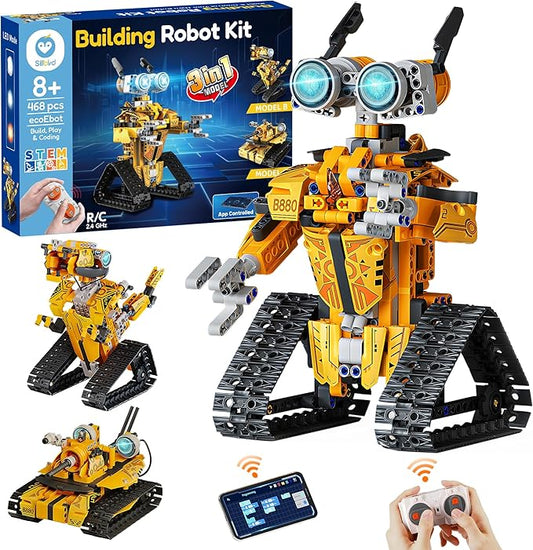 Sillbird Robot Building Kit with Remote Control Christmas STEM Gifts for Boys Age 8-12, Technic Buildable 3in1 Model Coding Robotic Set Birthday Toys for Kids Teens (468 Pieces)