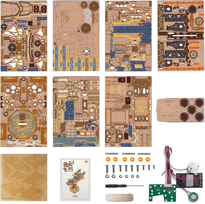Tonecheer 3D Wooden Puzzle for Adults, DIY Japanese Wooden Ship Model Kit with Music, Orien Airship Vintage Movable Building Kit Best Gift Ideas for Boys and Men - Wind Voyager
