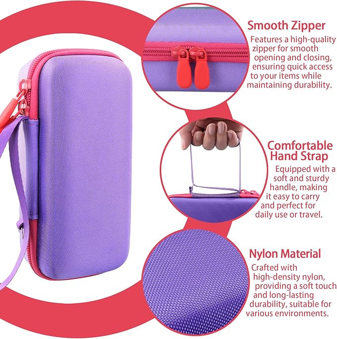 co2CREA Hard Case for 3Doodler Start+ Essentials (2024) 3D Pen Set - Storage Organizer with Custom Slots for Art Activity Set, Printing Filament Refill and USB Charger, Purple Case + Rose Red Zipper