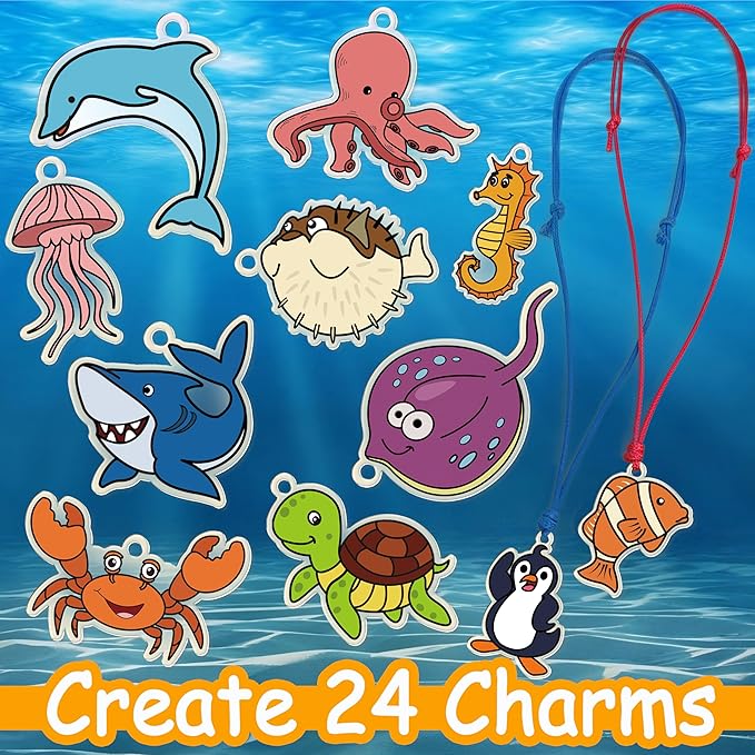 75PCS Shrinky Dinks Kit for Kids - Shrink Art with Shrinky Dink Sheets, 24 Pre-Cut Charms & Learning Cards | DIY Crafts, Christmas Ornaments & Keychains | No-Mess Activity for Boys & Girls Age 6+