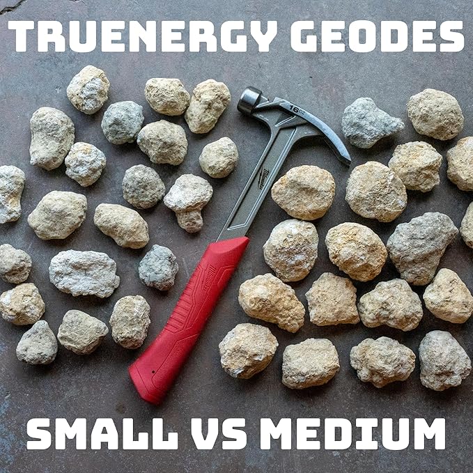 TRUENERGY Break Your Own Geodes Kit for Kids – 5X Easier to Open 20 Natural Crystal Geodes, Magnifying Glass & Learning Guide – STEM Science Rock Kit – Gift-Ready