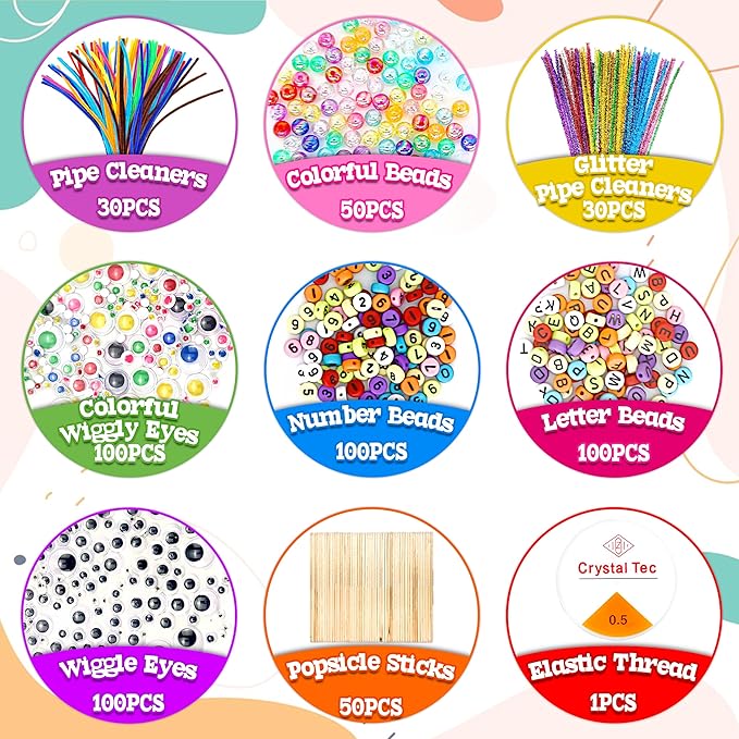 LINAYE 3000PCS Arts and Crafts Supplies for Kids, All in One DIY Craft Box Kits, Craft Supplies Set Include Pompoms, Pipe Cleaners for Kids Ages 4-6 6-8 Birthday Gifts for Boys Girls
