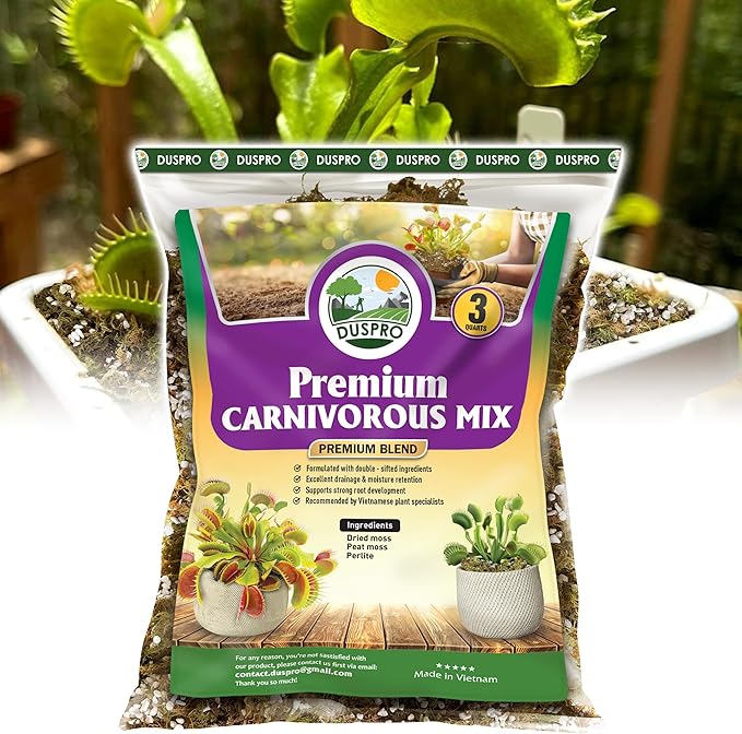 DUSPRO Carnivorous Plant Soil Mix 3QT-Include Forest Moss, Peat Moss, Perlite Potting Mix for Carnivorous Plants, Carnivorous Plants, Pitcher Plant, Butterworts, Sundews - Carnivorous Plant