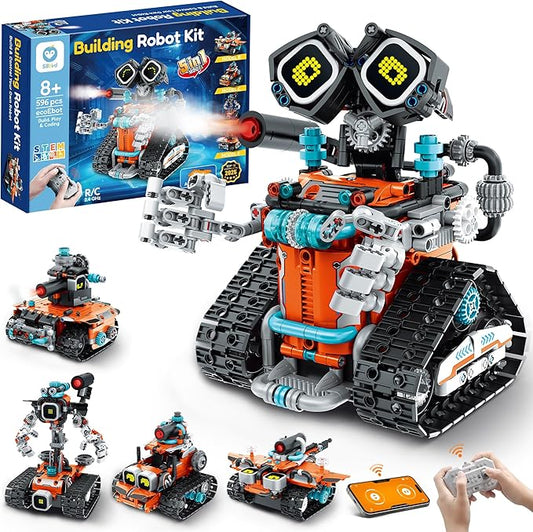 Sillbird Robot Building Christmas STEM Kit with Remote Control for Boys Ages 8-14, Technic Coding Gifts for Kids Birthday, Buildable 5in1 Robotics Toy with 596 Pieces