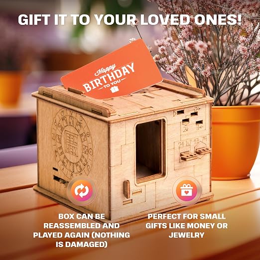 ESC WELT Space Box 3D Game - 3-in-1 Wooden Brain Teaser - Gift Box Riddle - Puzzle for Children and Adults - Mind Challenge - Escape Room - Image 7