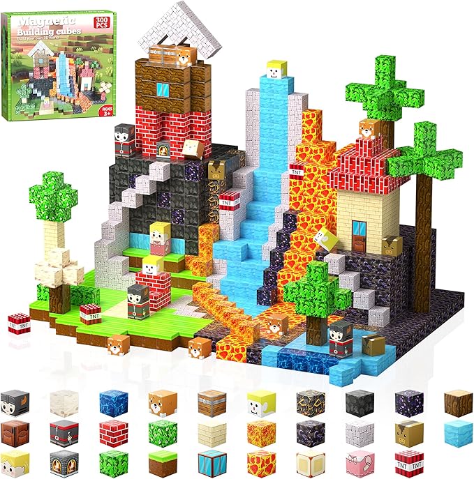 300 PCS Building Blocks, 3D Construction Build Toys, STEM Sensory Building Cubes (Multicolor-300PCS)