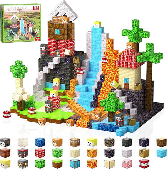 300 PCS Building Blocks, 3D Construction Build Toys, STEM Sensory Building Cubes (Multicolor-300PCS)