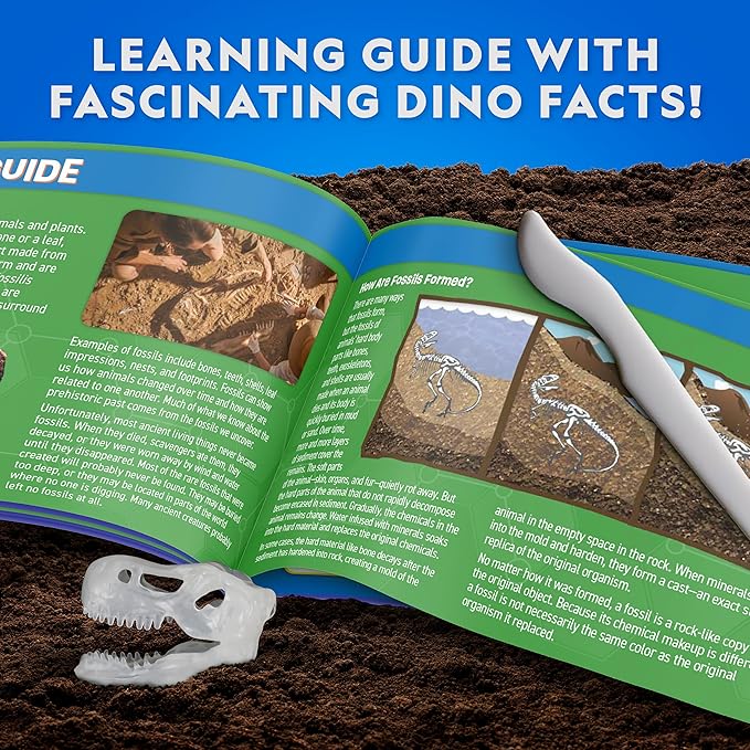 National Geographic Glow-in-The-Dark T. Rex Dissection Lab – Dissect a Synthetic Dinosaur, Build a 9.5” Glowing Tyrannosaurus Skeleton Model, Includes Refill Pack and Learning Guide, Dinosaur Toys