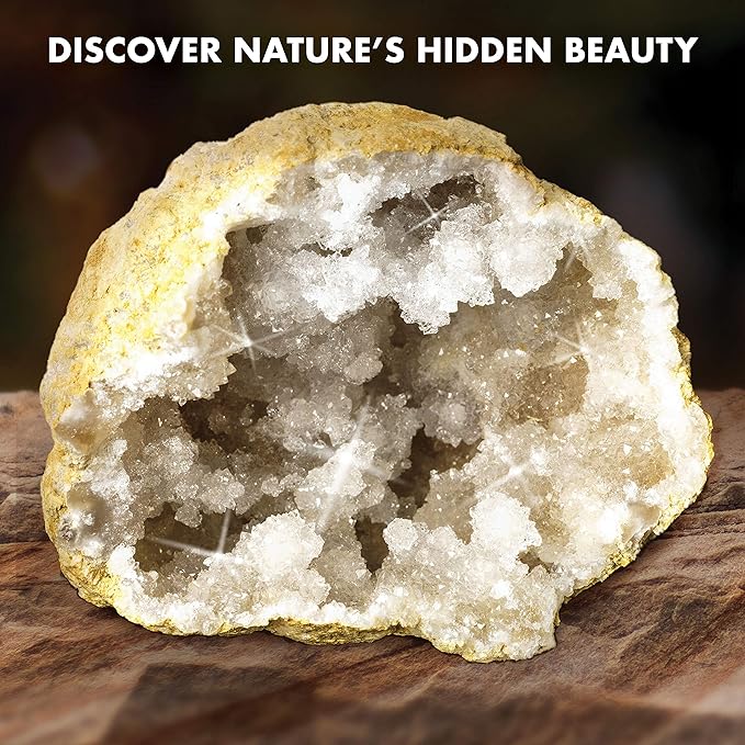 Blue Marble Break Open A Gigantic Geode – Break Your Own Large Geode with Crystals, Earth Science Kit for Kids to Learn Geology, Gifts for Rock Collectors, Cool Rocks for Boys and Girls