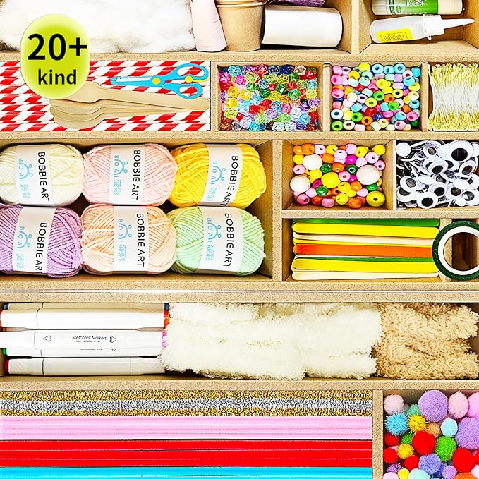 Fusihey Arts and Crafts Vault, DIY Craft Supplies Kit Christmas Creative Hobby Fun Activity Toys for Kids, Perfect Gifts for Girls & Boys Age 4 5 6 7 8 9 10 11 12 Year to Spark Imagination and Joy