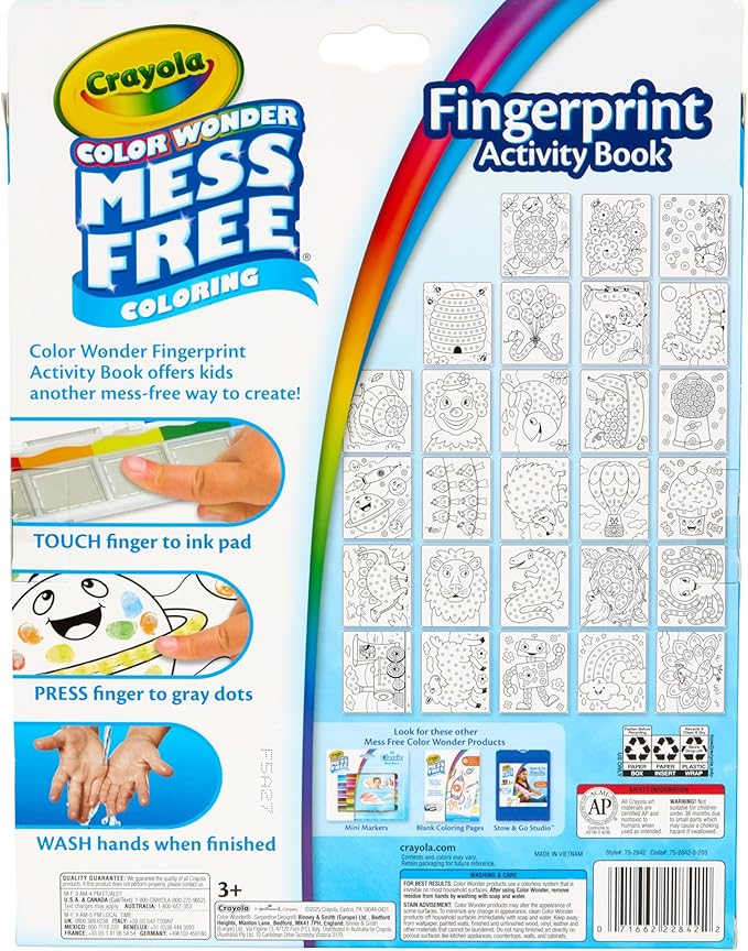 Crayola Color Wonder Mess Free Fingerprint Ink Painting Activity Set, Toddler Finger Painting Alternative, Stocking Stuffers for Kids, Holiday Gifts