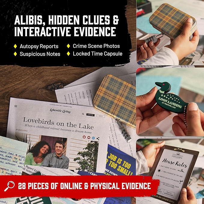 Hunt A Killer: Lakeside Slaughter – Immersive Murder Mystery Game, for Fan of Interactive Crime Solving Experience, 90–120 Min Playtime, 1+ Players, Ages 14+