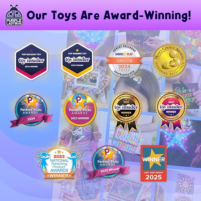 PURPLE LADYBUG Paint Pouring DIY Clock Kit - Arts and Crafts for Kids Ages 8-12, Painting Kit for Kids 6-8 - Gifts for 6-12 Years Old Girls & Boys Birthday & Christmas - Tween & Teen Girl Gifts Ideas