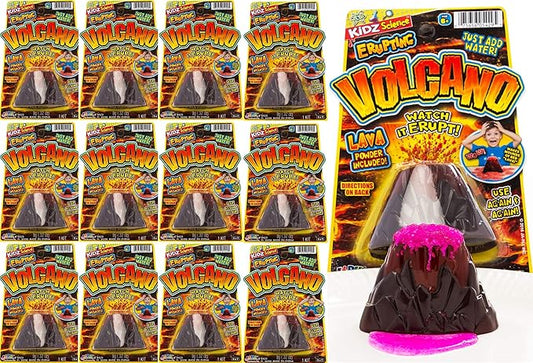 2Chill Small Erupting Volcano Toy (12 Pack) Kids Volcano Science Kit, Educational STEM Toy, Science Experiment Set, Birthday Party Favors & Classroom Prizes. 5429-12p
