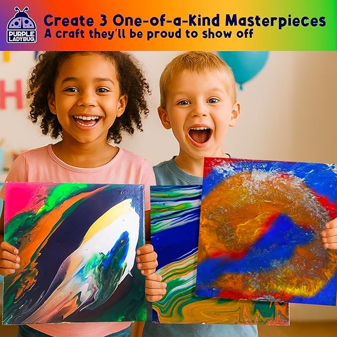 Pouring Paint Art Kit - Art and Crafts for Kids Ages 8-12, Gifts for 6 7 8 9 10 11 12 Year Old Boys & Girls Christmas Gift Ideas, Birthday Gifts for Girls, Tween & Teen Girl - DIY Painting Kit
