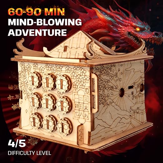 ESC WELT House of Dragon Puzzle Box - 3D Escape Game Money Box - Brain Teaser Puzzle for Adults & Teens - Wooden Escape Room - Mind Puzzle Game with Hidden Compartment - Family Games Puzzles - Image 2