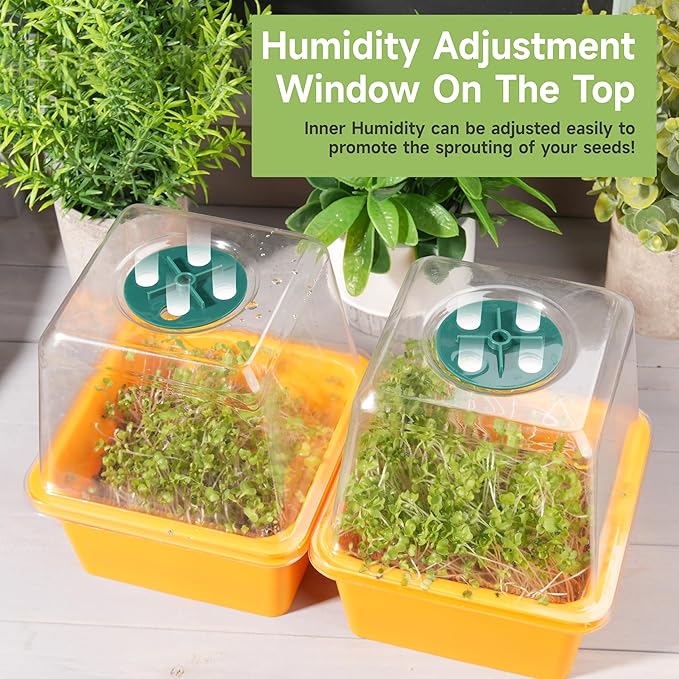 Microgreen Growing Trays, 5" x 5" Sprouting Tray with Humidity Dome, 1.2 mm Small Mesh Holes, BPA Free, Sprouter Kit for Growing Mirco Seeds, Like Broccoli, Alfalfa, Radish, Clover - 4 Pack | Colorful