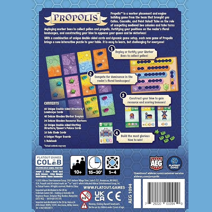 AEG & Flatout Games | Propolis - Big Engine Building Worker Placement Strategy Game in a Small Box | Deploy Bees, Build Hives | Ages 10+ | 1-4 Players