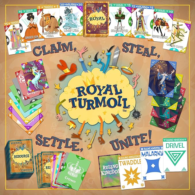 Royal Turmoil – New Wildly Fun Card Game for Kids 8-12, for Kids and Adults, Family Game and Learning Game for Family Night with Fast Setup and Fun Play