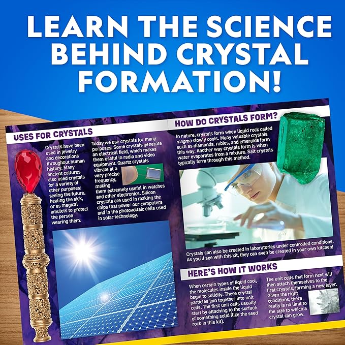 National Geographic Ultimate Crystal Growing Kit – Grow 5 Types of Crystals Including Glow in The Dark, Dinosaur Figure, Underwater Crystals & Crystal Trees with Learning Guide, STEM Science Kit
