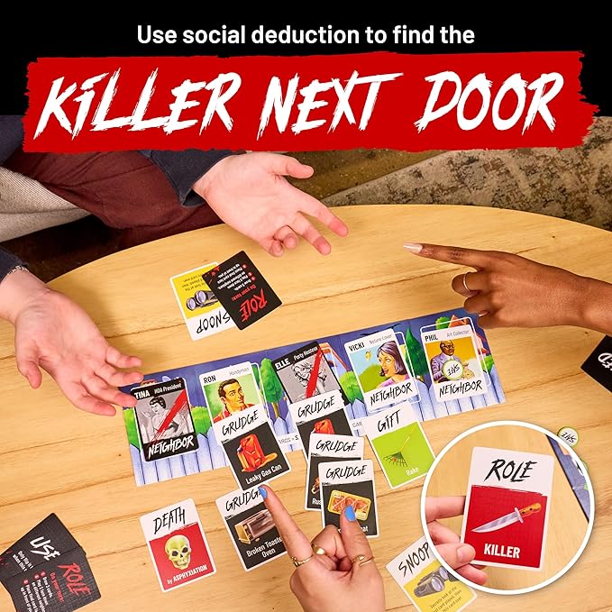 Hunt A Killer: Killer Next Door, Fun Family and Adult Games for Game Night, Great Small Gift for Friends or Stocking Stuffers Includes Fast-Paced Social Deduction Gameplay, for Ages 10+