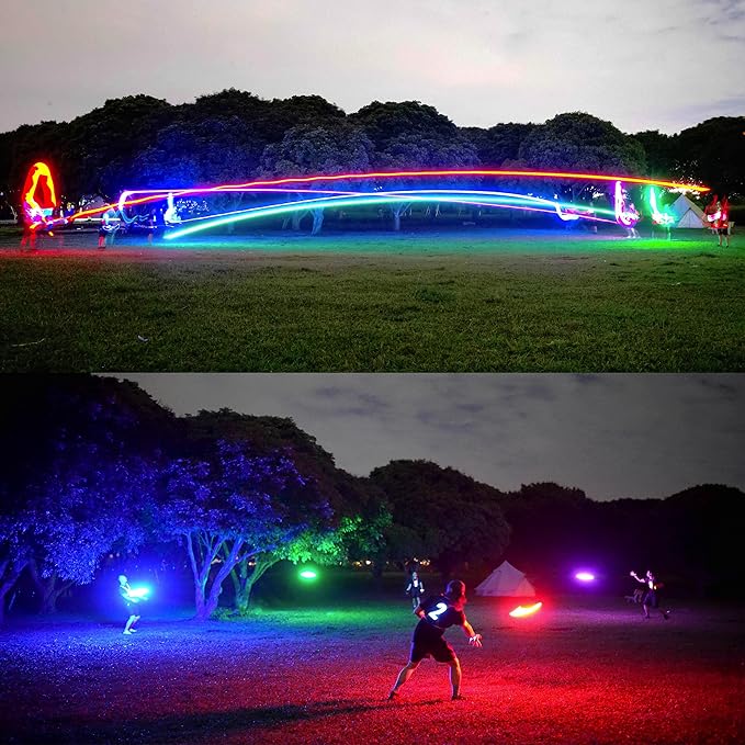 TOSY Flying Disc - 108 RGB Multicolor or 36 Monocolor LEDs, Super Bright, Smart Modes, Christmas Stocking Stuffers Gift, Camping Toy for Kid/Teen/Adult, Auto Light Up, Rechargeable, Waterproof, 175g