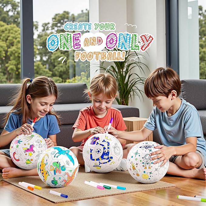 ZOOJOY Color Your Own Soccer Ball with Markers, Soccer Gifts for Girls Boys, Size 3 Unicorn Paint Personalized Arts and Crafts Kit for Kids, Ball Game Birthday Gift Toys for Toddlers 3-10