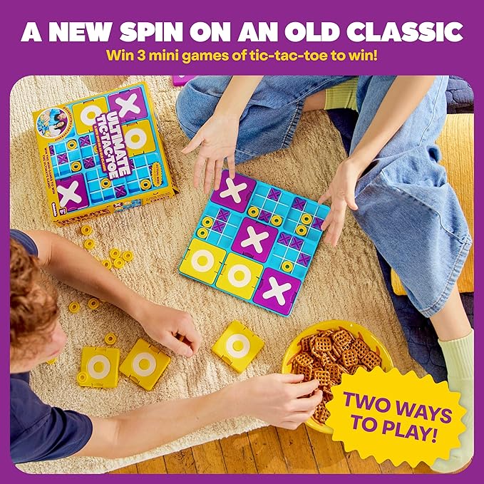 Ultimate Tic Tac Toe™ By Relatable, Board Games For Family Game Night, Includes 1 Board, 41 Mini X's, 40 Mini O's, 5 Large X's, 5 Large O's, Great for Christmas Party Games, & Thanksgiving Activities