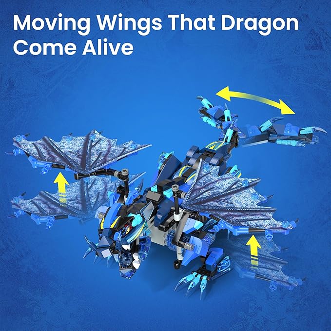 Sillbird Dragon Building Kit with Remote Control STEM Gifts for Kids Boys Ages 8-12, Technic Buildable 3in1 Models Coding Toys for Birthday with 590 Pieces