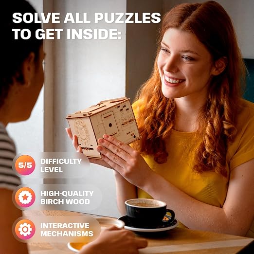 ESC WELT Space Box 3D Game - 3-in-1 Wooden Brain Teaser - Gift Box Riddle - Puzzle for Children and Adults - Mind Challenge - Escape Room - Image 6