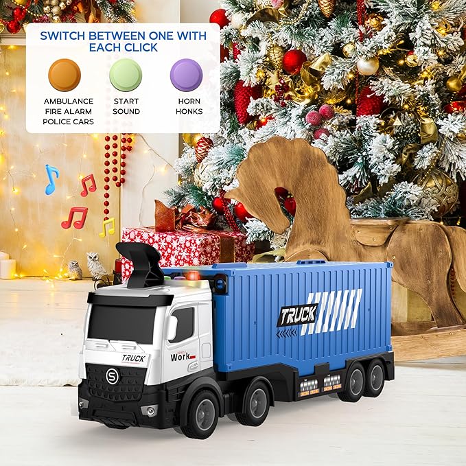 Carrier Truck Race Track Toddlers Toys, Foldable 3 Layer Track Playset, Toy Truck Transport Car Carrier & 8 Race Cars, Truck Car Kids Toys Xmas Gifts for Age 3 4 5 6+ Years Old Boys Girls