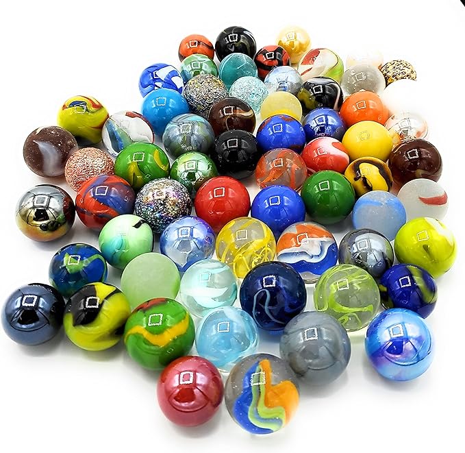 Glass Shooter Marbles for Kids - Large 1" Shooter Marbles Bulk for Collectables, Games and Home Decorations - Set of 25 Assorted Colors - Jugar a Las Canicas