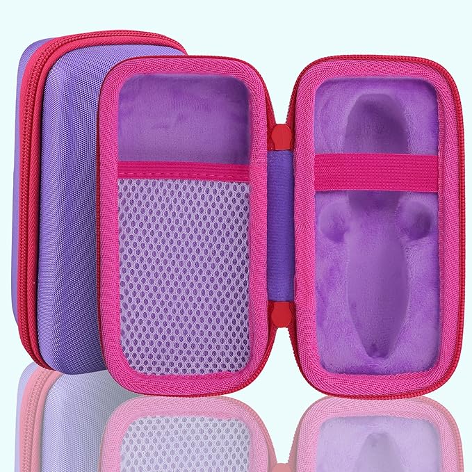 co2CREA Hard Case for 3Doodler Start+ Essentials (2024) 3D Pen Set - Storage Organizer with Custom Slots for Art Activity Set, Printing Filament Refill and USB Charger, Purple Case + Rose Red Zipper