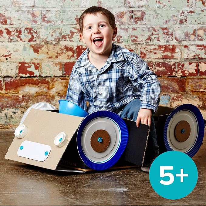 Makedo Explore | Upcycled Cardboard Construction Toolkit in Small Toolbox (50 Pieces) | STEM + STEAM Educational Toys for at Home Play + Classroom Learning | Reusable Tools for Boys and Girls Age 5+