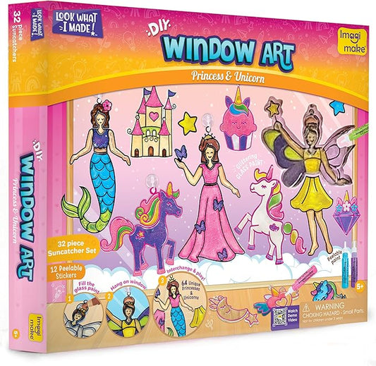 Imagimake Window Art Princess & Unicorn | Suncatcher Kit | Princess & Unicorn Toys for Girls Age 5-8 | Craft Kits for Ages 8-12 | Christmas Activities for Kids | Christmas Gifts for Girls Ages 5,6,7,8