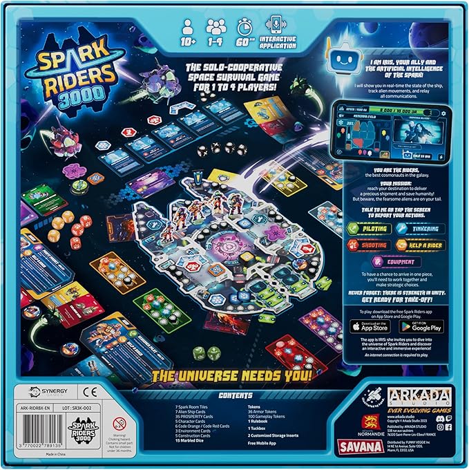 SAVANA Spark Riders 3000 – Cooperative Sci-Fi Survival Board Game | Pilot, Repair & Fight Aliens with The Interactive App | 1–4 Players, Ages 10+, 60 Min Playtime | Solo & Team Strategy Game