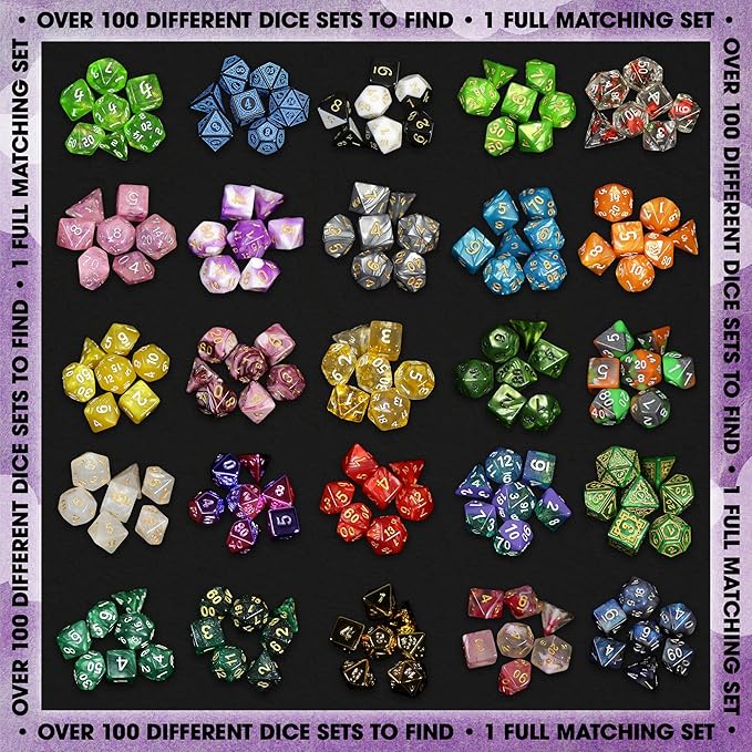 1985 Games Premium Mystery Dice, Set of 7 Polyhedral Dice, Heart Dice, Pink Dice, Suitable for Role Playing, Table Games (Premium Mystery Pack of 6)