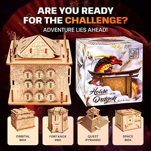 ESC WELT House of Dragon Puzzle Box - 3D Escape Game Money Box - Brain Teaser Puzzle for Adults & Teens - Wooden Escape Room - Mind Puzzle Game with Hidden Compartment - Family Games Puzzles - Image 6