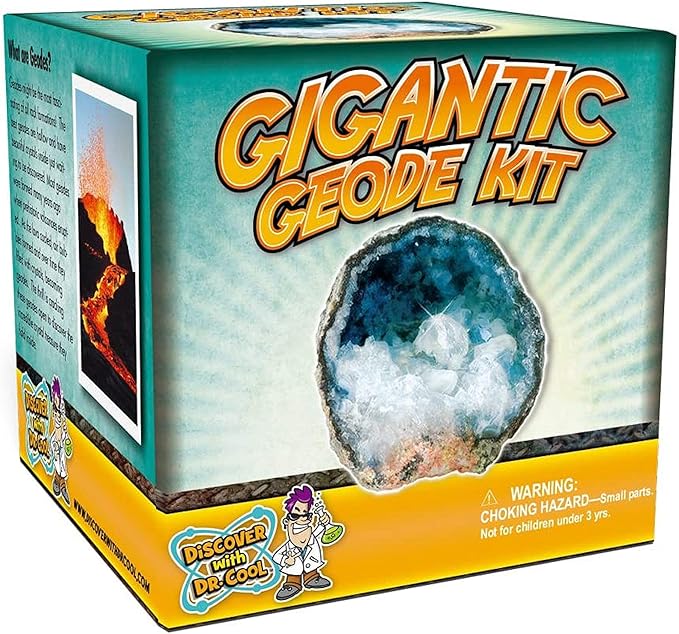 Blue Marble Break Open A Gigantic Geode – Break Your Own Large Geode with Crystals, Earth Science Kit for Kids to Learn Geology, Gifts for Rock Collectors, Cool Rocks for Boys and Girls