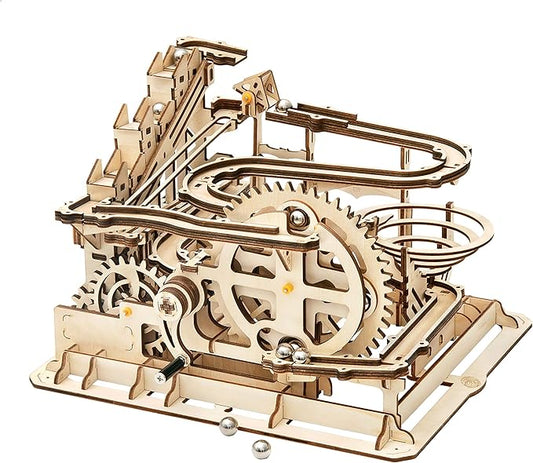 Rowood 3D Puzzles for Adults, Wooden Marblr Run Model Kit, DIY Building Kits for Adults to Build, Craft Gift for Age 14+, Waterwheel Coaster